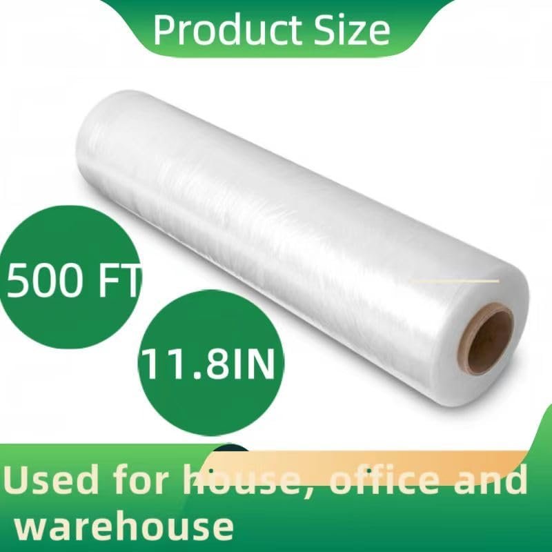 Stretch Wrap Roll Heavy Duty Plastic Moving Wrap 11.8" X 500FT