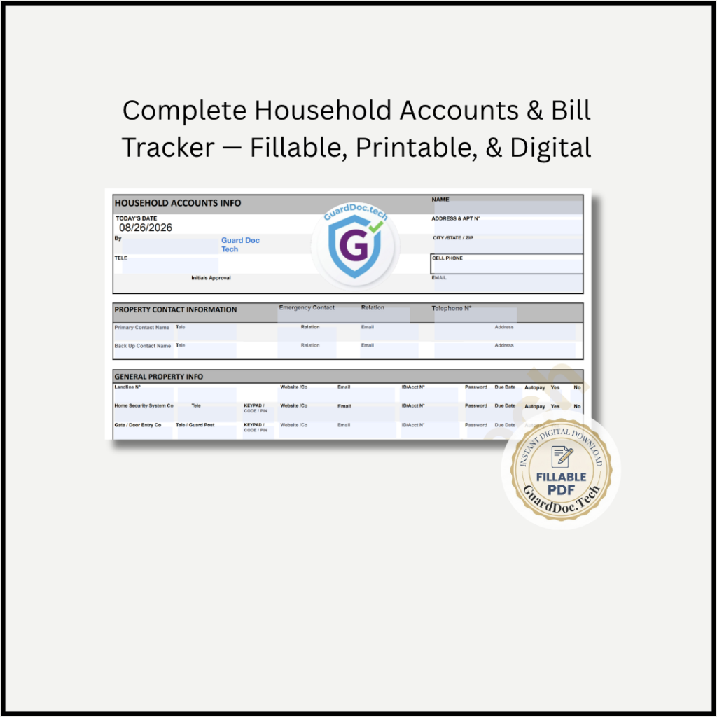 Household Accounts Organizer